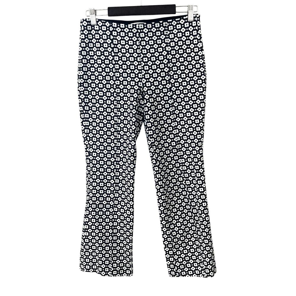 Maeve Anthropologie Margo Kick Flare Crop Pants Black White Floral Small